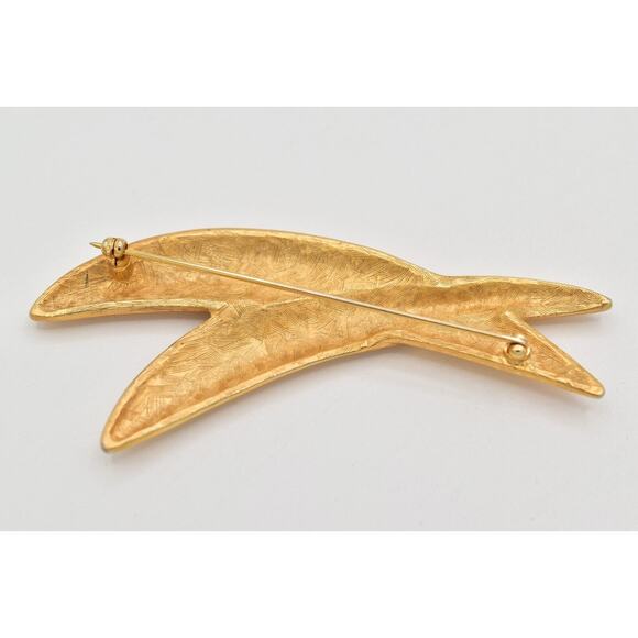 Anne Klein Vintage Ex Cross Pin Brooch Brushed Gold Heavy Chunky Unsigned BinBG - Picture 11 of 12